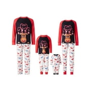 THAISU Holiday Christmas Family Matching Pajamas Set Elk Print Long Sleeve T-shirt with Pants Sleepwear for Adults, Kids, and Infants