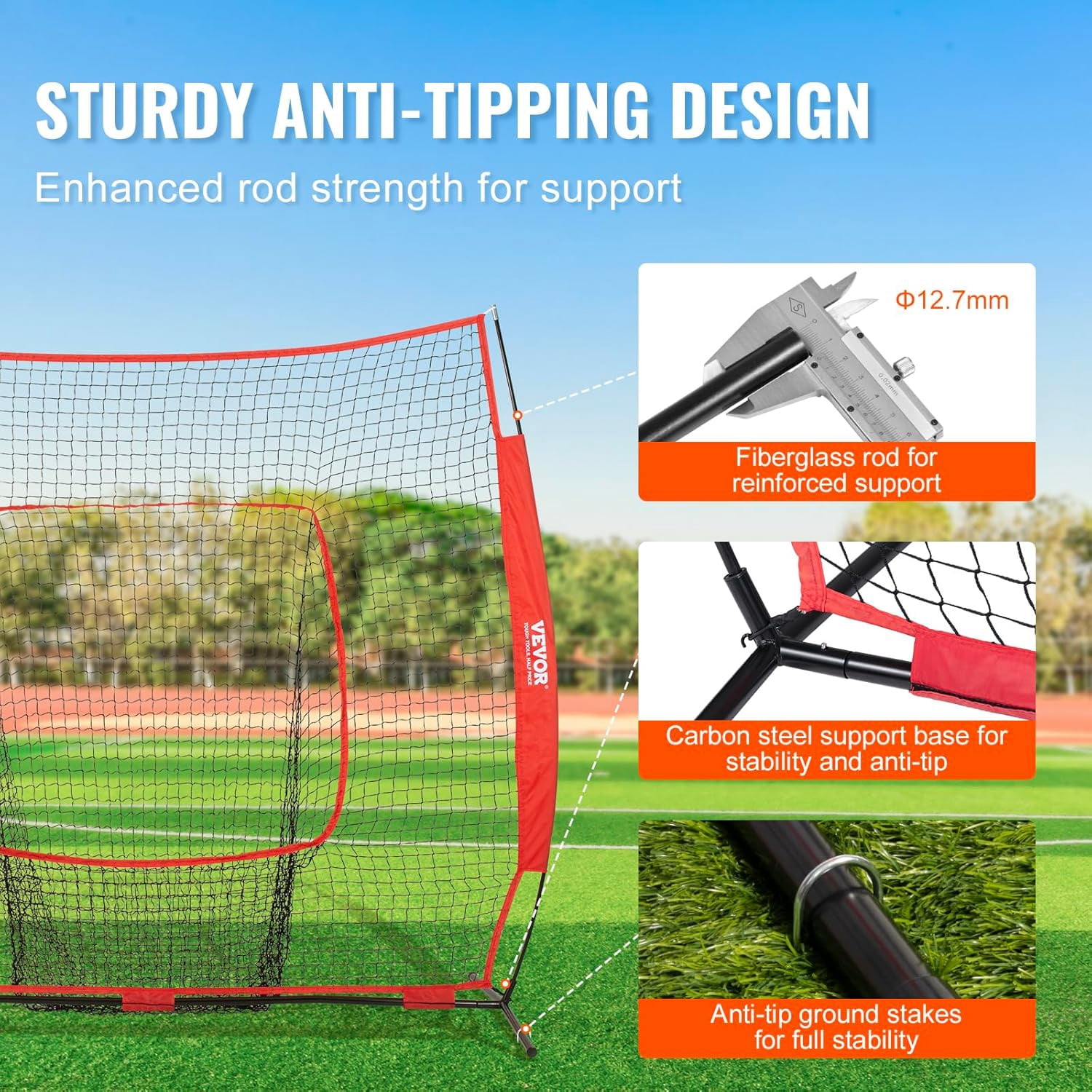 7x7 ft Baseball Softball Practice Net, Portable Baseball Training Net for Hitting Batting Catching Pitching, Backstop Baseball Equipment Training Aids with Carry Bag and Strike Zone