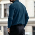 thumbnail image 4 of Mfakffe Men Knit Long Sleeve Polo Shirts Solid Collared Button Placket Daily Tops Soft Breathable Spring Fall Casual Layering Apparel, 4 of 5