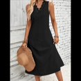 thumbnail image 3 of Vestidos de Verano para Mujer, Informales, Sin Mangas, con Encaje y Escote en V, Vestidos Midi Sin Mangas, Estilo Swing, para Vacaciones y Playa. Negro S, 3 of 5