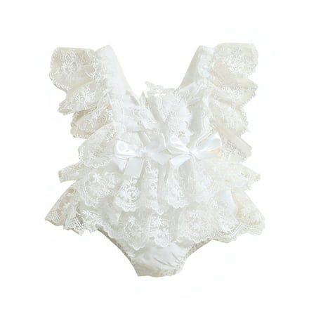 

Musuos Baby Girl Boho Lace Romper Floral Embroidered Ruffle Princess Party Dresses