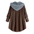 thumbnail image 2 of Lindbes Clearance Womens Plus Size Button Jacket Plush Solid Color Hooded Jacket Loose Cardigan Coat Winter Jacket Sweater, 2 of 3