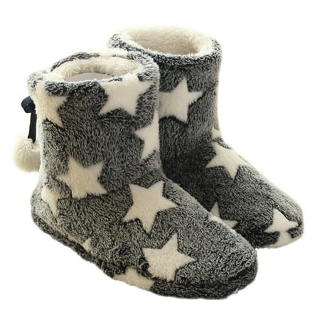 

1 Pair Fashion Star Pattern Women Boots Plush Winter Warm Ankle Bootie Slippers
