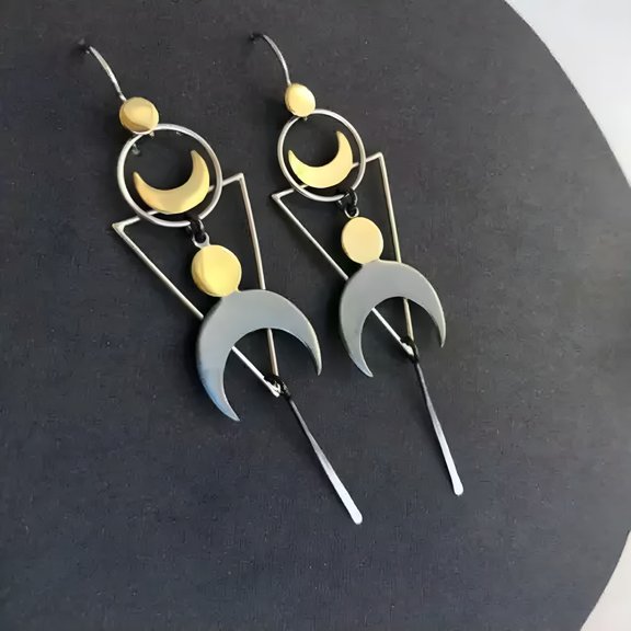 DESIGNICE Boho 925 Silver Gold Moon Earrings Women Drop Dangle Party Delicate Jewelry Gifts A Pair-#1