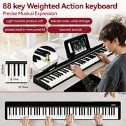 TERENCE V20 Portable Piano Keyboard 88 Keys Semi-Weighted Keyboard with MIDI Bluetooth Electric Keyboard Piano Kit for Adult Kids Black