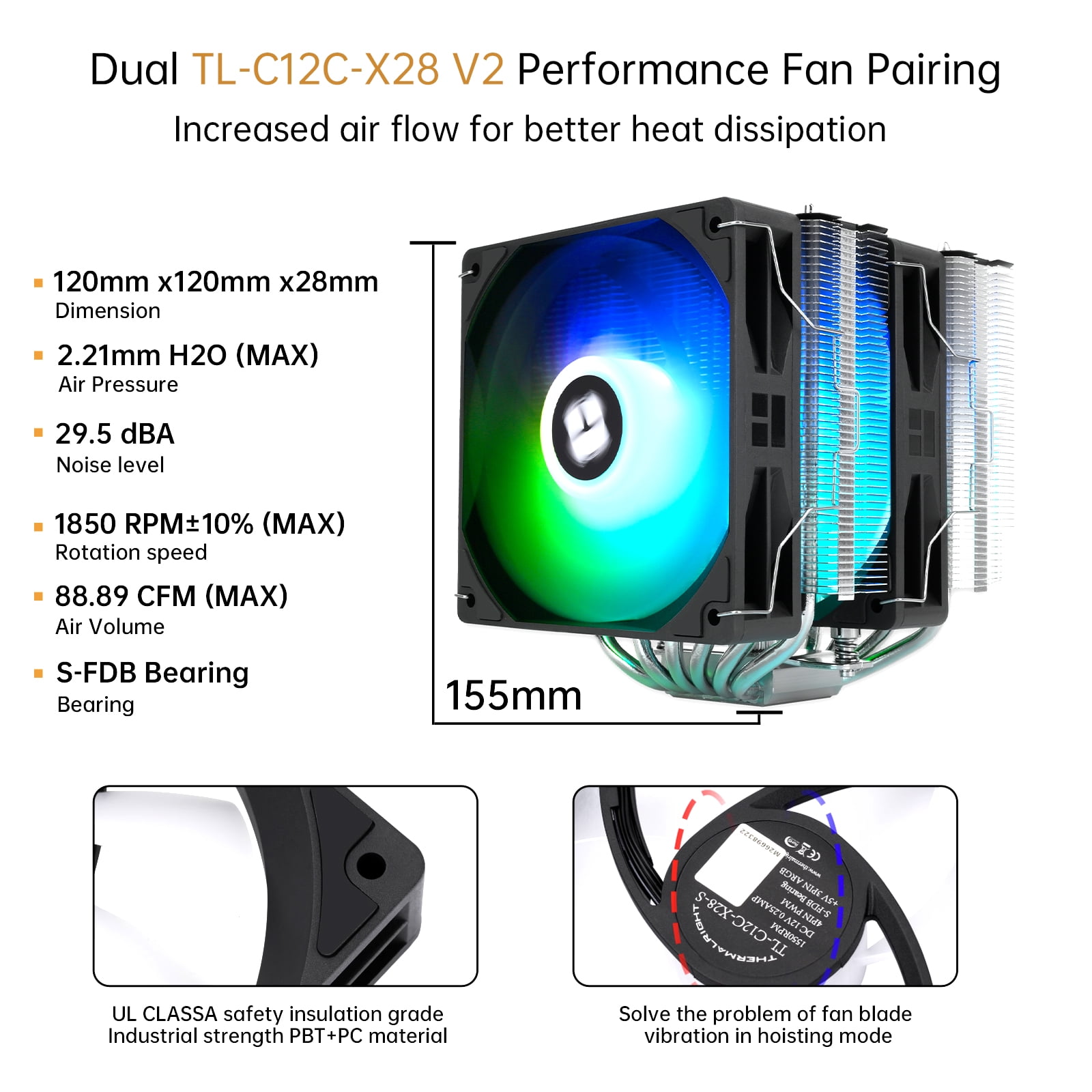 Thermalright Peerless Assassin 120 SE ARGB Black V2 CPU Air Cooler - 6 Heat Pipes AGHP GEN 5.0 Technology | 1850RPM PWM Fans, for Intel 1851/1700/115X/1200, AMD AM4/AM5