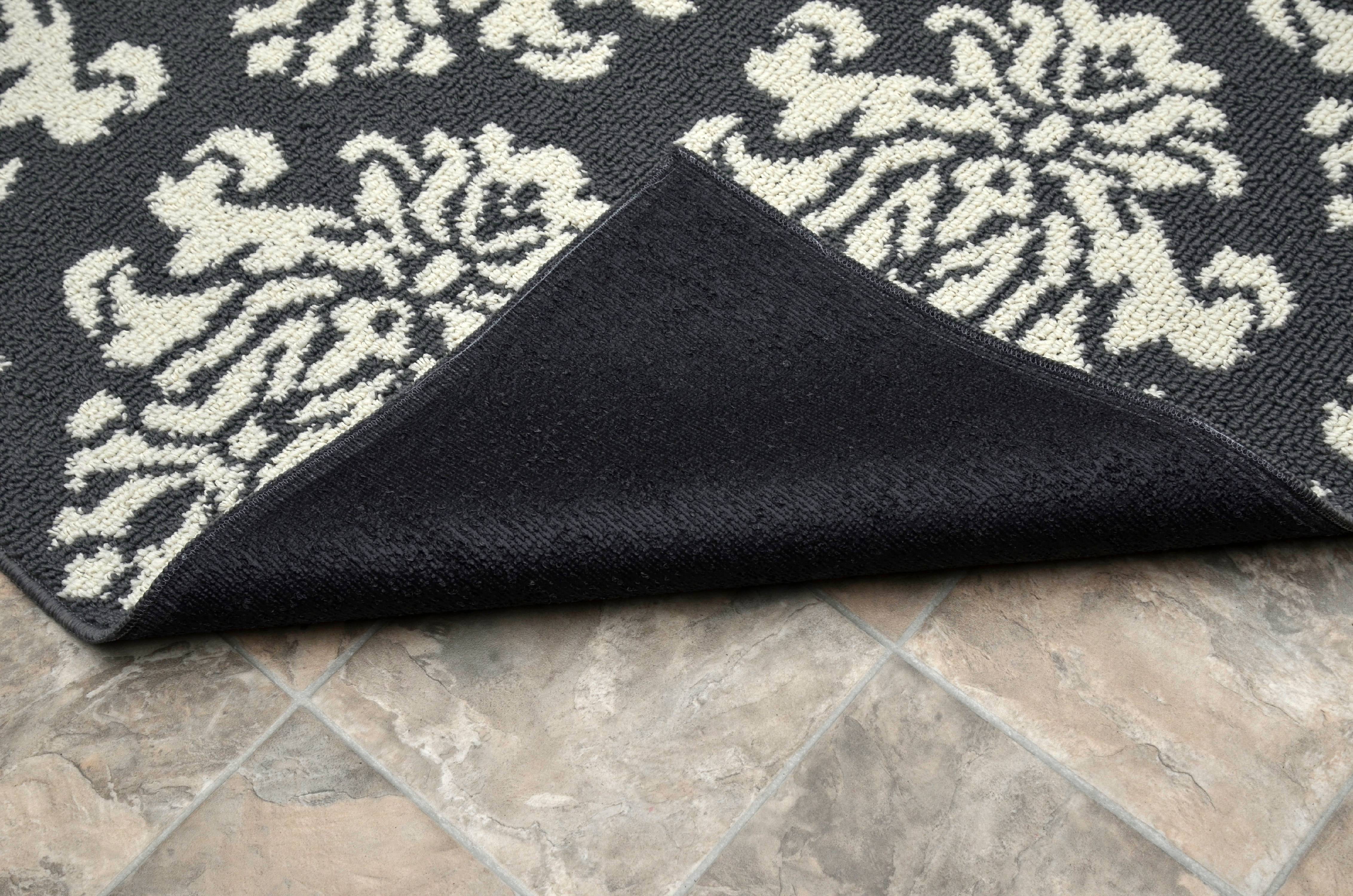 Garland Rug Americana Le Fleur 4 ft. x 6 ft. Indoor/Outdoor Area Rug Cinder Gray/Ivory