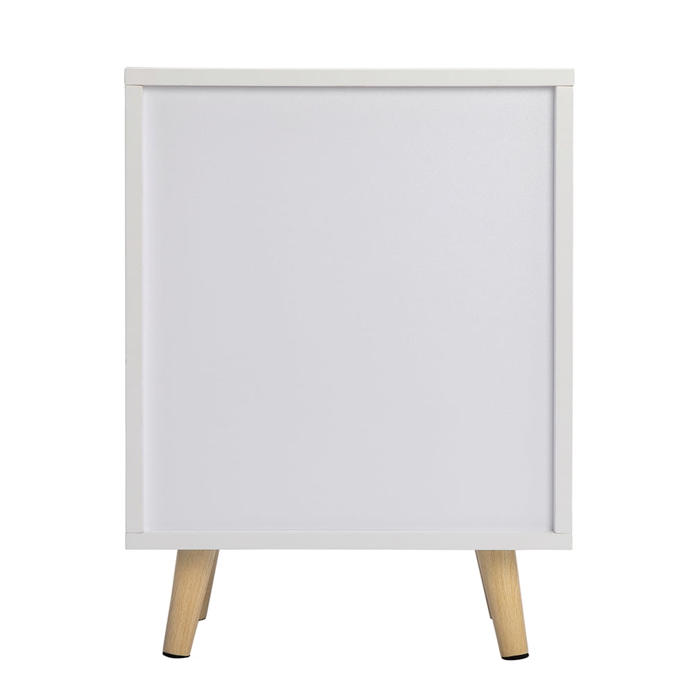 Kepooman 1 Drawer Bedside Cabinets for Small Spaces, 2 Pack Bedside Table for Bedroom, White Nightstands for Living Room