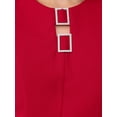 thumbnail image 5 of INSPIRE CHIC Women's Formal Sheath Dress Puff Sleeve Keyhole Round Neck Elegant Business Midi Pencil Dresses XL Red, 5 of 6