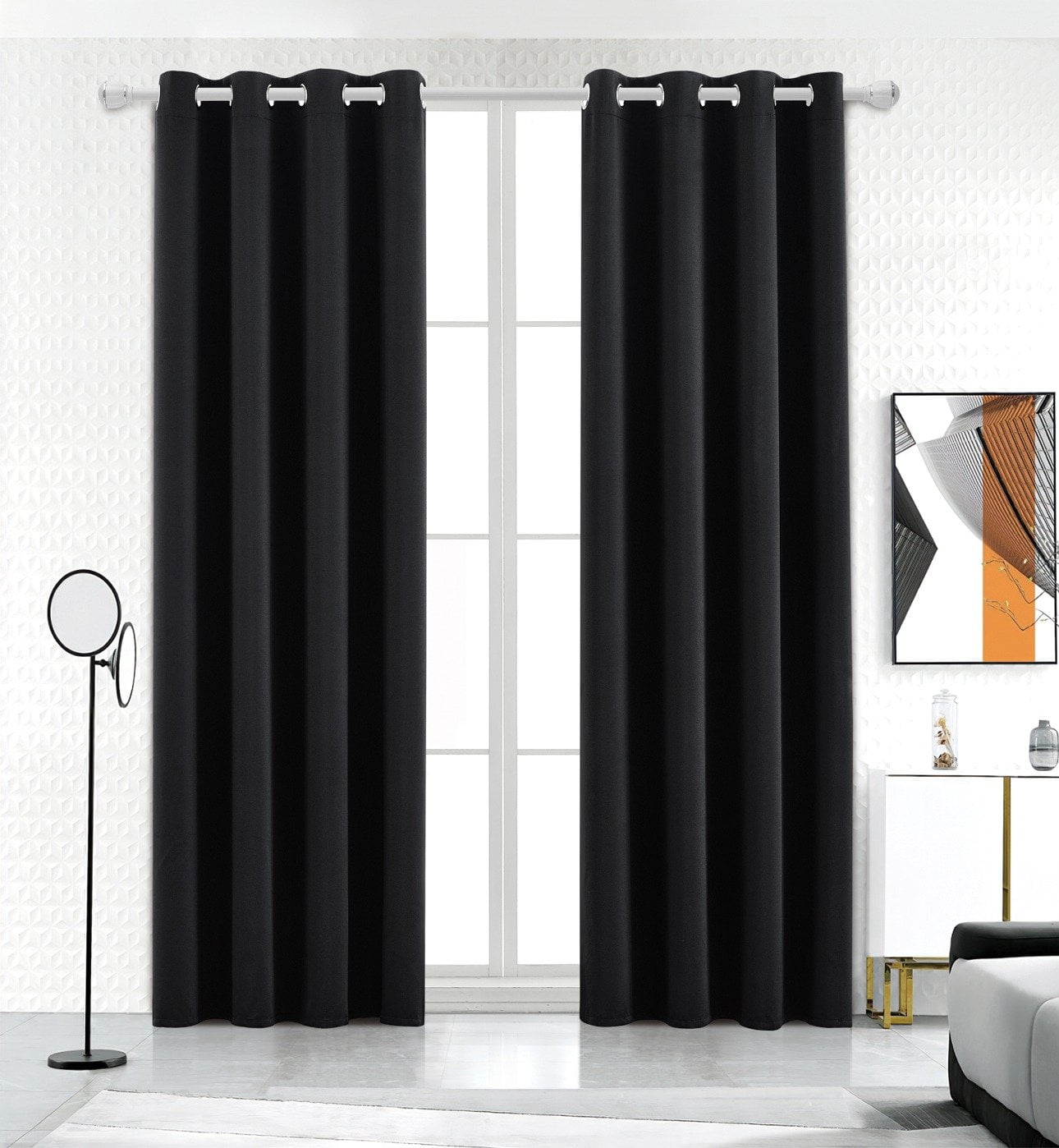 L & S Set of 2 Thermal Room Darkening Blackout Window Curtains Grommet