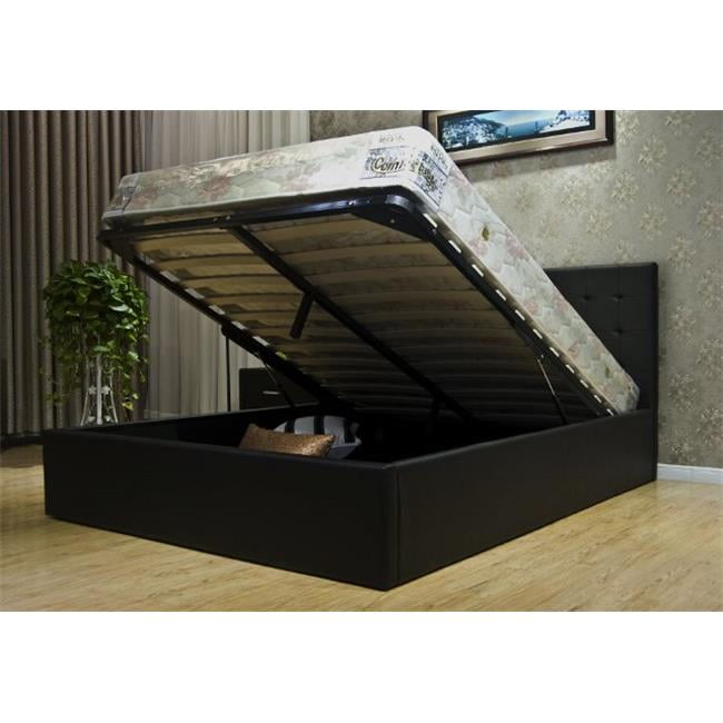 Full Black Storage Bed With Slats