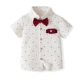 thumbnail image 4 of Wxirdiow Toddler Suits for Weddings Toddler Baby Boy Clothes Suit Gentleman Wedding Outfits Formal Dress Shirt with Bowtie + Suspender Shorts Wine Size,12-18 Months, 4 of 9