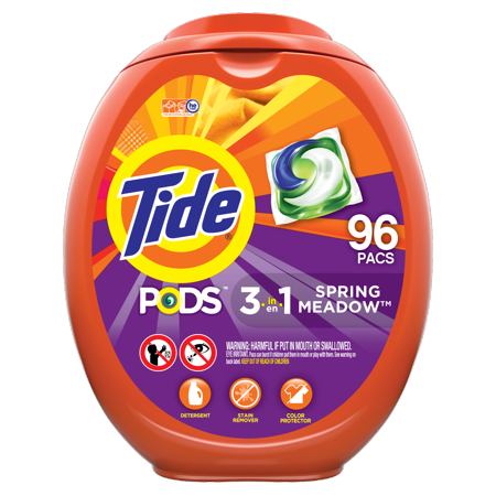 Tide PODS Liquid Laundry Detergent Pacs, Spring Meadow, 96 (Best He Detergent Brands)