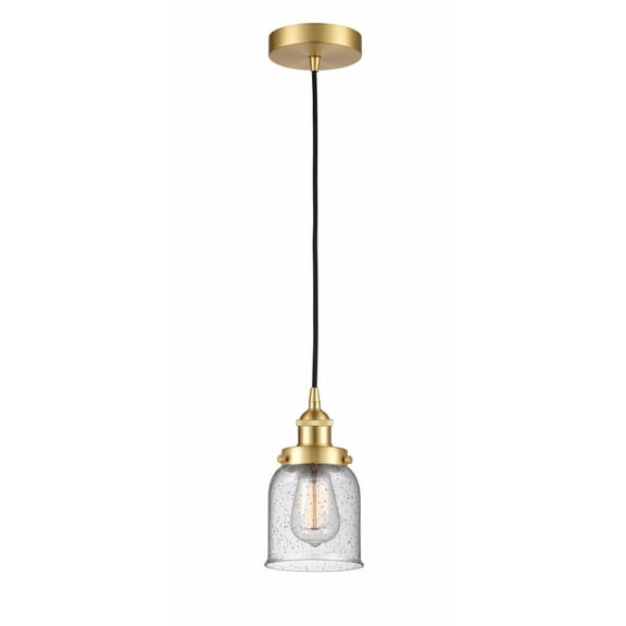 616-1PH-SG-G54-LED-Innovations Lighting-Bell - 1 Light Mini Pendant In Industrial Style-10 Inches Tall and 5 Inches Wide Satin Gold Seedy