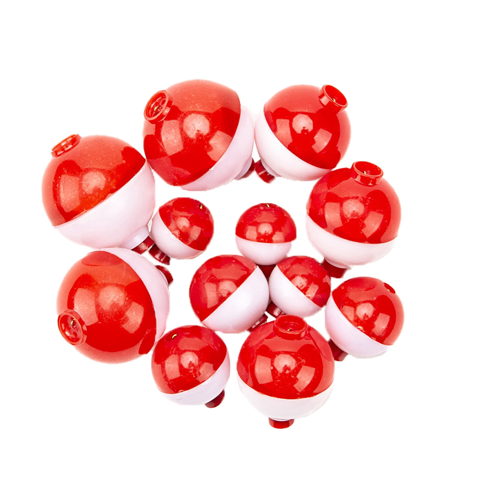 10 FISHING BOBBERS 3/4 Inch .75" Round Floats Red White SNAP ON FLOAT Bobber 