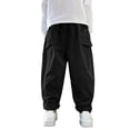 thumbnail image 6 of Hurxie Boys School Uniform Pant Pull On Pants Lightweight Thin Solid Color Casual Elastic Waist Black,7-8Years, 6 of 6