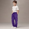 thumbnail image 2 of CAUYDY Kids Casual Sweatpants for Boys Tween Baggy Cargo Pants Teen School Athletic Joggers Elastic Waist Fall Winter Purple Sizes 11-12 Years, 2 of 7
