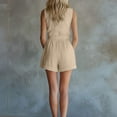 thumbnail image 5 of Npasoilc Imitation Linen Short Jumpsuits with Waistband for Women Crew Neck Sleeveless Solid Summer Romper, 5 of 7