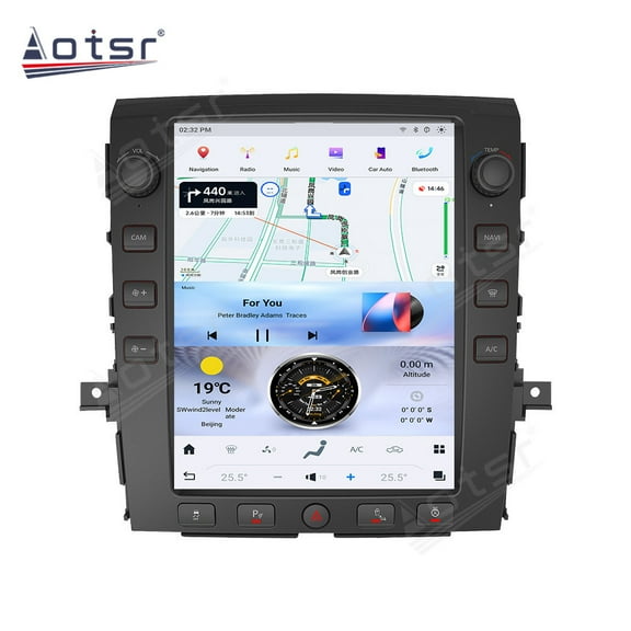Aotsr 12.1 inch Android 11 Car Radio for Nissan Titan 2010-2019 Stereo Upgrade Tesla Style IPS Touch Screen Android Auto GPS Navigation Head Unit Multimedia Player