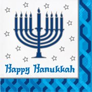 Club Pack of 192 Blue and White Happy Hanukkah 2-Ply Disposable Luncheon Napkin 6.5"
