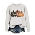thumbnail image 4 of Fiaer Thanksgiving Sweatshirts for Women Pumpkin Graphic Plus Size Pullover Crew Neck Long Sleeve Baggy Tops White XL, 4 of 4