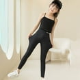 thumbnail image 2 of BYHONG Girls Athletic Leggings Kids Dance Running Yoga Pants Workout Active Dance Tights Black 130, 2 of 5