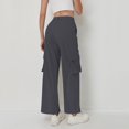 thumbnail image 4 of Women's Corduroy High Waist Pants, Multi-Pocket Straight Leg Wide Leg Trousers, Fall Casual Comfort Fit Pant for Daily Wear and Various Occasions Dark Gray, 4 of 9