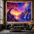 thumbnail image 5 of Ancient Pink Tree Over Cosmic Lake and Waterfalls, Mystical Psychedelic for Space Lovers, Cosmic Landscape Art, Housewarming Gift, Tapestry Wall Hanging for Bedroom and Studio, 5 of 6