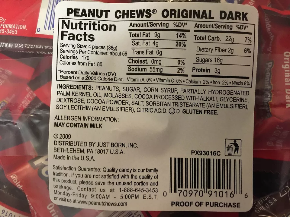 Original Dark Chocolate Goldenberg's Peanut Chews 225 Count , 4 Lbs