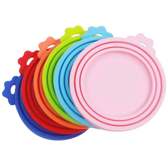6 Pack Multi Color Silicone Pet Food Can Lids, Universal 3-Size Fit Airtight Leakproof Wet Food Storage Tops, BPA Free Dishwasher Safe Reusable Can Covers for Dog & Cat Canned Food