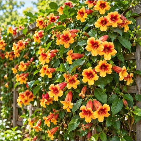 2 Begonia Crossvine Plants, Live Flowering Vines 4-6 Inch Tall, Colorful Garden Plants for Pots, Trellises and Outdoor Gardens