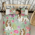 thumbnail image 3 of Basset Hound and Flowers Duvet Cover and Pillowcase Set for Single Bedding, Bedroom Accessories for Kids Teens, 3 of 5