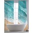 thumbnail image 4 of Teal Coastal Beach Sheer Curtains 84 Inch Length 2 Panels Set, Summer Nautical Ocean Beige Seaside Voile Window Treatment Rod Pocket Curtains Sheers Drapes for Bedroom/Living Room/Kitchen 52"x84"x2, 4 of 7