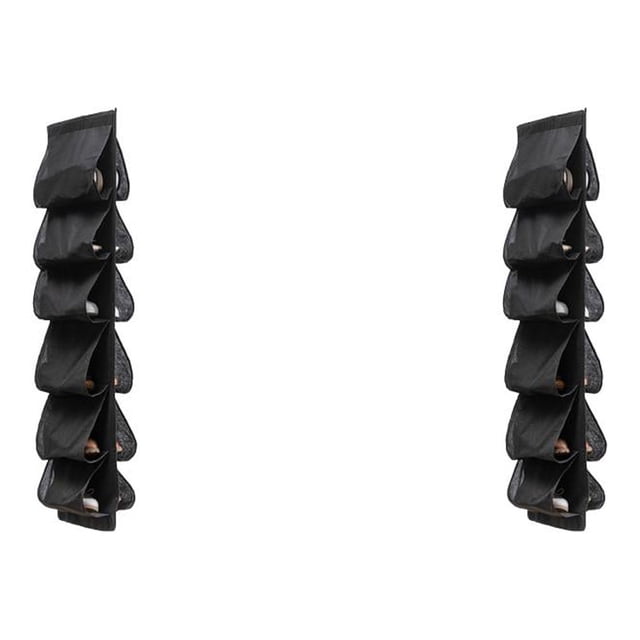 Bearachild Estante de almacenamiento para zapatos sobre la puerta, dormitorio de Hotel, 12 bolsillos, zapatillas colgantes, soporte para zapatos Negro 2piezas