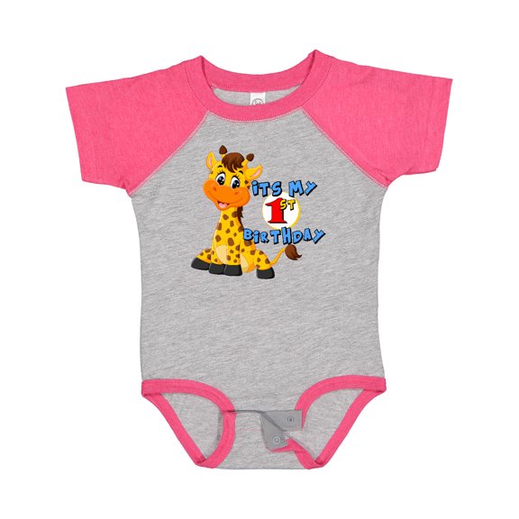 Inktastic 1st Birthday Giraffe Boys or Girls Baby Bodysuit