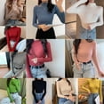 thumbnail image 3 of Tops Sólidos De Moda Para Mujer , Cuello Alto , Casual , Slim Fit , Manga Larga , Suéter De Sudorpangjing, 3 of 4