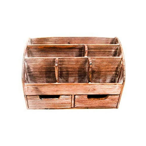 Farmhouse Style Wood Desk Mail Organizer for Office by Trademark Innovations