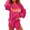 Hot Pink, variant on Retro Striped Lounge Set for Women, Long Sleeve Crewneck Sweatshirt & Elastic Waist Shorts - Fall Casual Two Piece Outfit Pink S