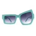 thumbnail image 1 of Womens Asymmetrical Raised Eyebrow Fun Diva Plastic Rectangle Sunglasses Mint Smoke, 1 of 5