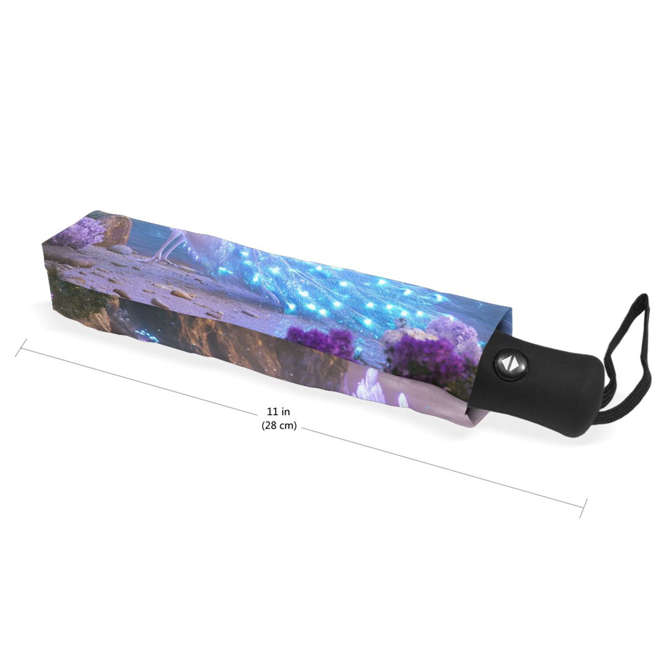 YAZAOO One-Touch Auto Open Close Rain Umbrella With Creative Fantasy Peacock Crystals Pattern