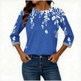 thumbnail image 4 of Qulqfy Women Tops 3/4 Sleeve Floral Plus Size Spring Shirts Fall Crew Neck Dressy Casual Tops Womens Blouses M, 4 of 6