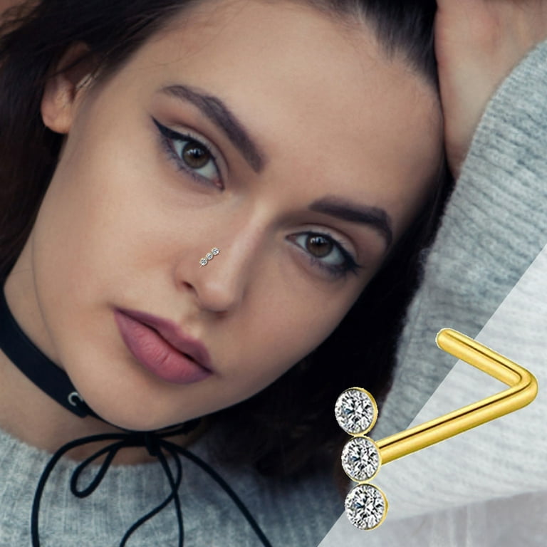 Fdelink Nose Hoop Stainless Steel Nose Rings Hoop Studs Body Piercing Jewelry Nose Ring Hoop for Women Nostril Piercing Jewelry Gold
