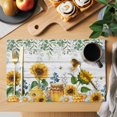 thumbnail image 2 of Sunflowers Placemats Set of 12, Floral Green Leaves Bees Watercolor Wooden Placemats for Dining Table, Place Mats for Kitchen Tabletop, Waterproof Wipeable Dining Table Mats Set, 2 of 9