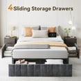 thumbnail image 6 of Sailvan Queen Size Bed Frame with Charging Station and 4 Storage Drawers, Upholstered Platform Bed Frame with Pockets,Wooden Slats Support, No Box Spring Needed, Noise Free, Easy Assembly, Grey, 6 of 10
