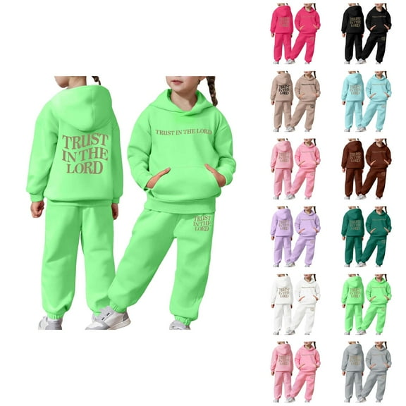 Girl Outfits Girl Sets Child Toddler Boys Girls Long Sleeve Solid Warm Hoodie Pullover Tops Pants Kids Outfits Sweat Suit