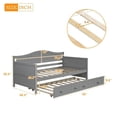 thumbnail image 3 of Twin Daybed with Trundle, Sofa Bed for Bedroom Living Room, Wood Platform Bed with Guardrail, Gray, 3 of 8