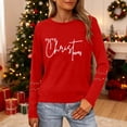 thumbnail image 2 of Birdeem T-Shirt à Manches Longues à Col Rond Imprimé « Merry Noël » pour Femmes, Haut de Travail, 2 of 9