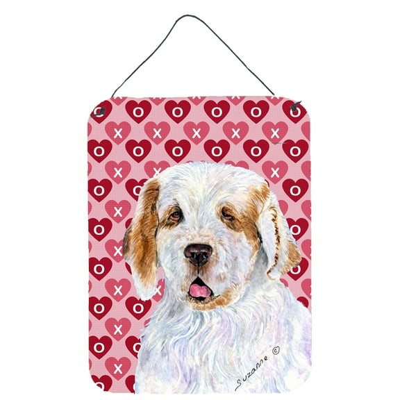 Clumber Spaniel Hearts Love and Valentine's Day Wall or Door Hanging Prints