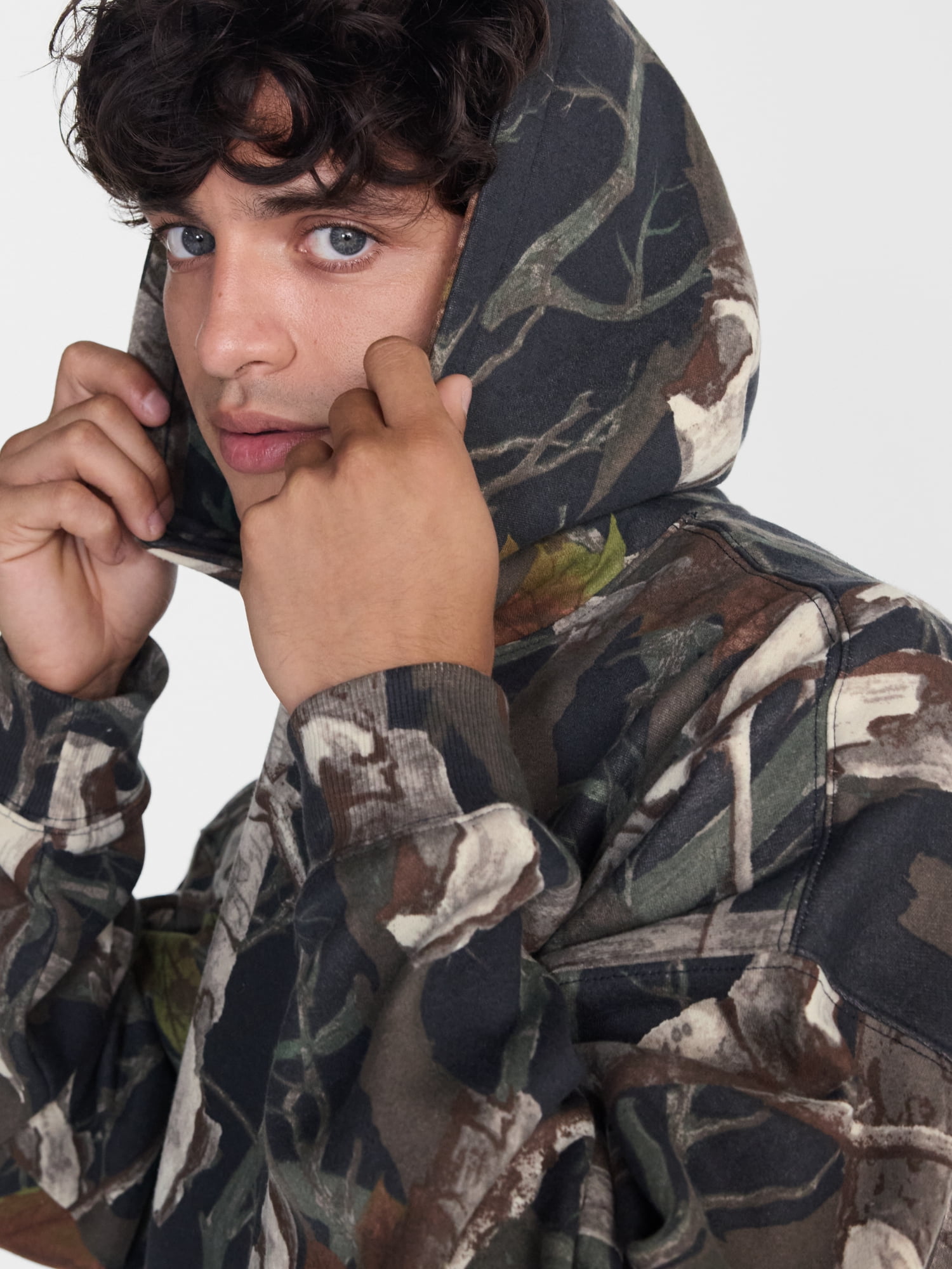 No Boundaries Boxy Fit Oversized Fleece Hoodie with Long Sleeves, Men's XS-4XLT