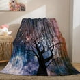 thumbnail image 2 of Galaxy Tree Blanket Night Forest Starry Sky Colorful Stars Decor Gifts for Women Kids Girls Men Husband Wife Birthday Autumn Fall Decor Plush Throw 50"x60", 2 of 6